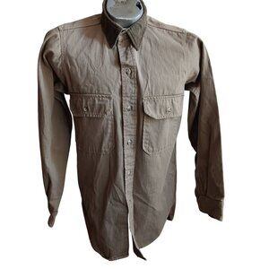 Vintage Men's Cabela's Hunting Shirt Small Corduroy Collar Khaki 1990's Nebraska